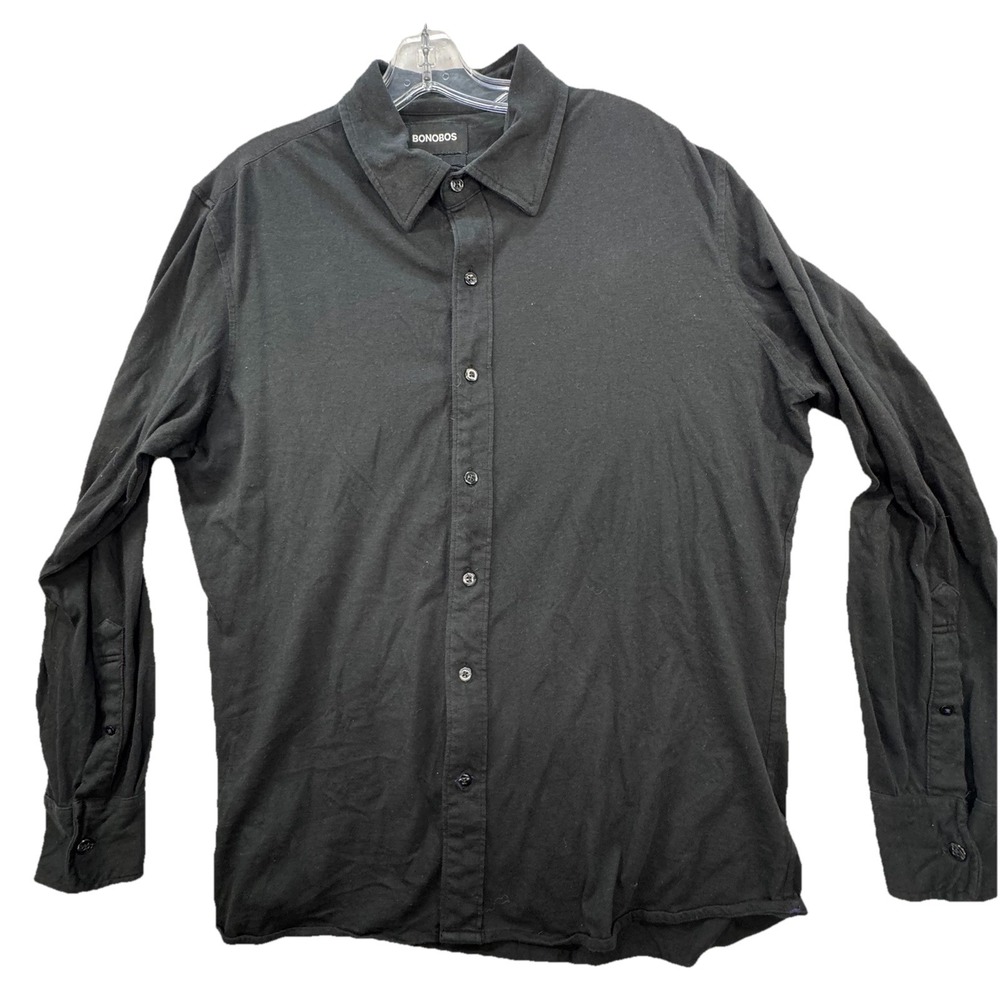 Bonobos Large Slim Fit Long Sleeve Jersey Everyday Button Up Shirt black